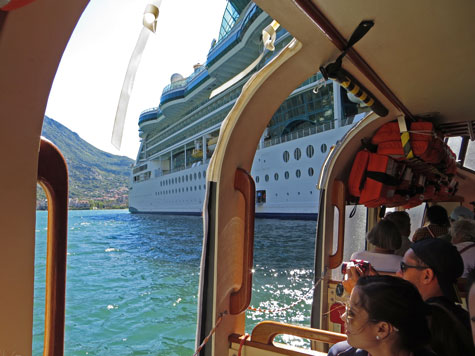 Large Cruse Ship anchored off Kotor Montenegro
